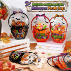 24/50-Pack Halloween Plastic Goodie Bags – Trick-or-Treat Candy Bags with Pumpkin & Skeleton Design