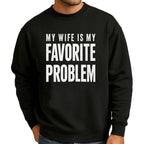 Men's Funny "My Wife Is My Favorite Problem" Cotton T-Shirt – Classic Graphic Crew Neck Tee