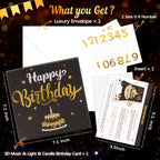 DIY Pop-Up Birthday Cake Card – Light, Music & Fireworks Black and Gold Gift