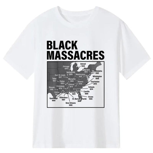 Black Massacres History Map Afro American Straggle Awareness T-Shirt