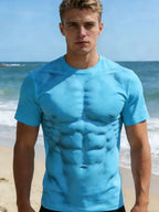 Men's Trendy 3D Muscle Print Short Sleeve T-Shirt – Comfortable Casual Streetwear Crew Neck