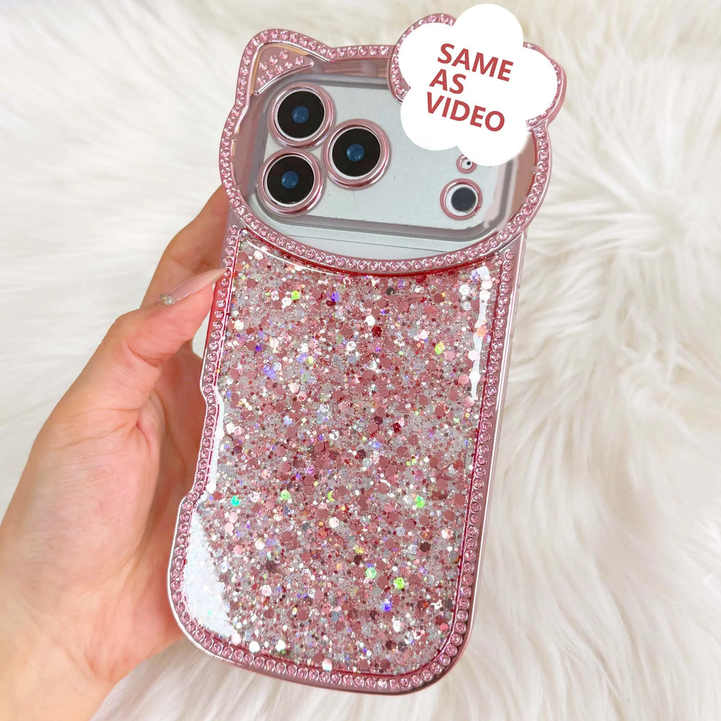 Cute Shiny Glitter Crystal Phone Case – Shockproof Camera Protection Cover for iPhone 16 Pro Max