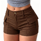 3-Pack Women’s Summer Cargo Shorts – Multi-Pocket Button Waist Versatile Trousers