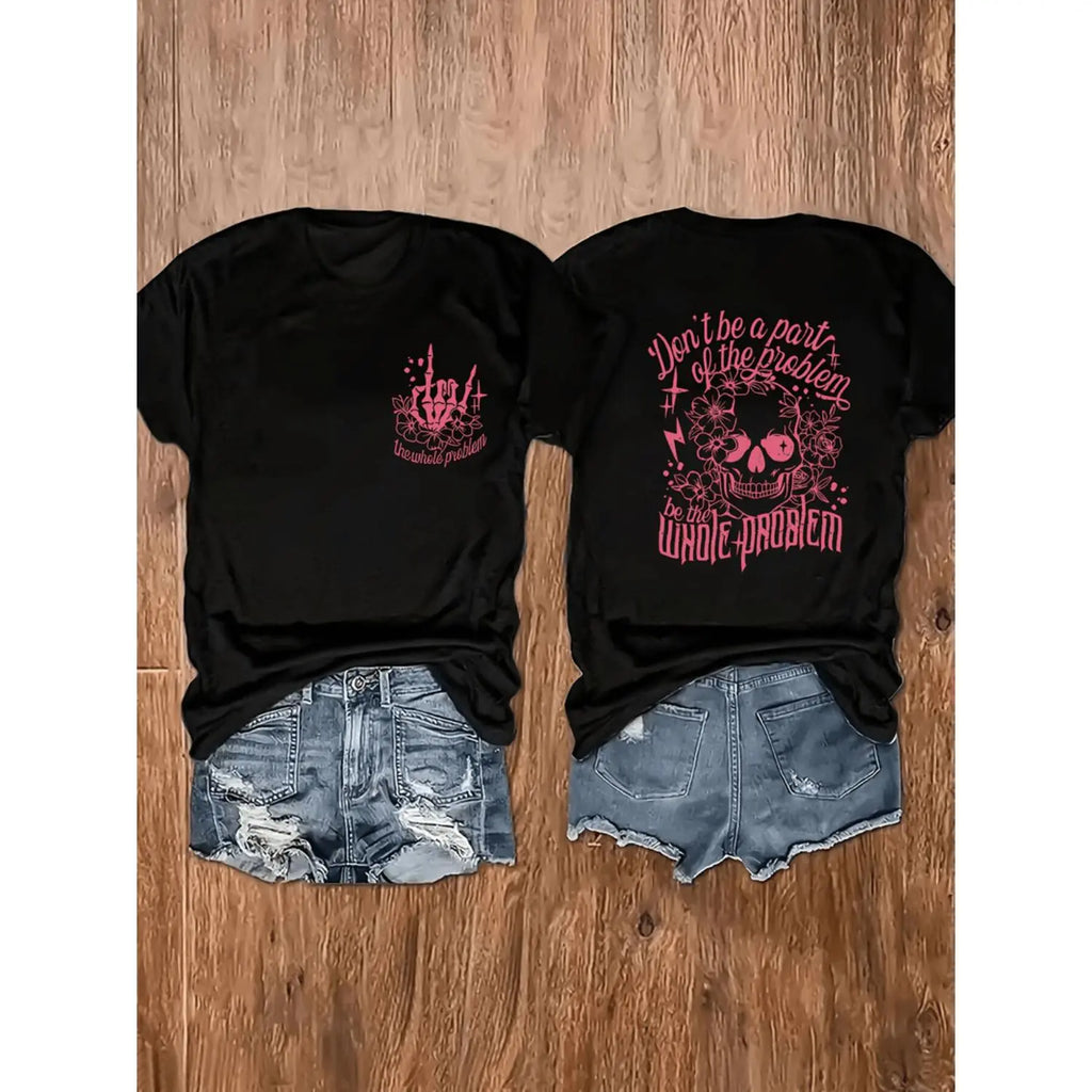 Women's Plus Size Skull Graphic Tee | Edgy Goth Aesthetic Casual Shirt