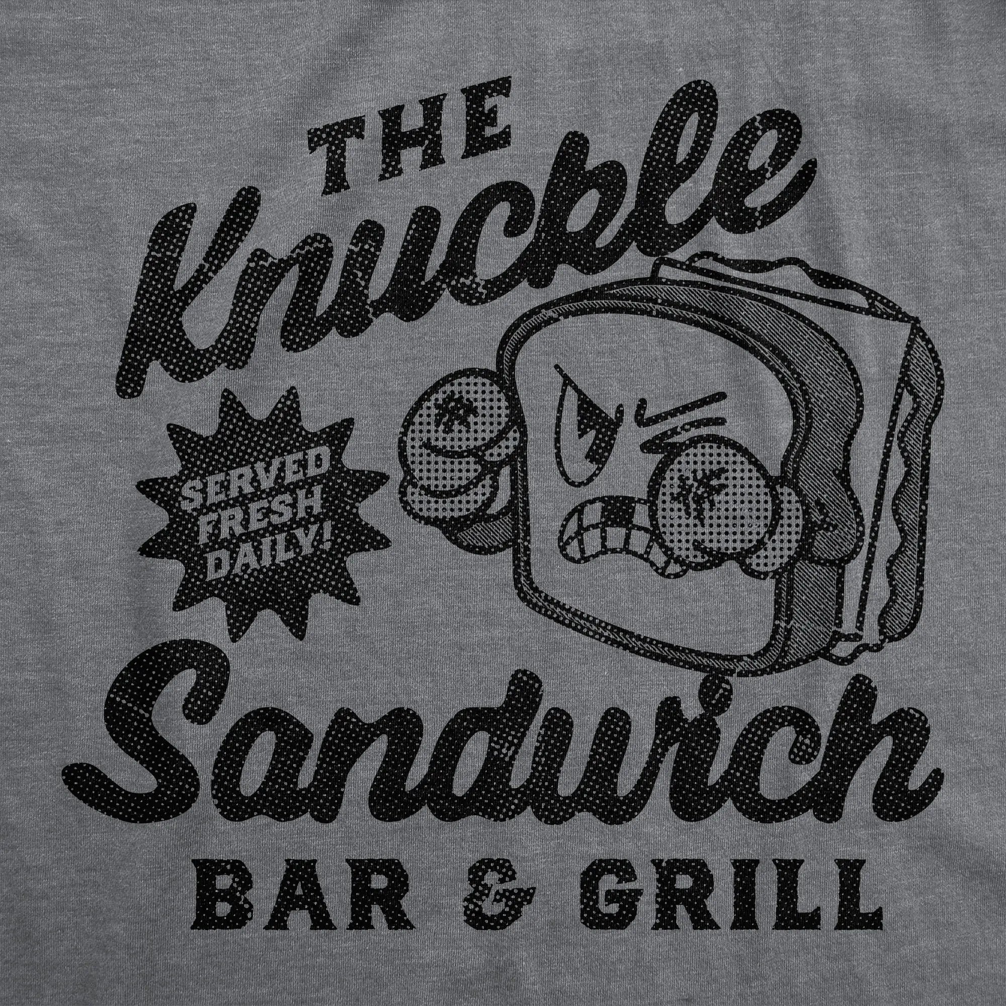 The Knuckle Sandwich Bar & Grill Funny Graphic Tee - Men's Vintage Sarcastic Novelty T-Shirt (Dark Grey)