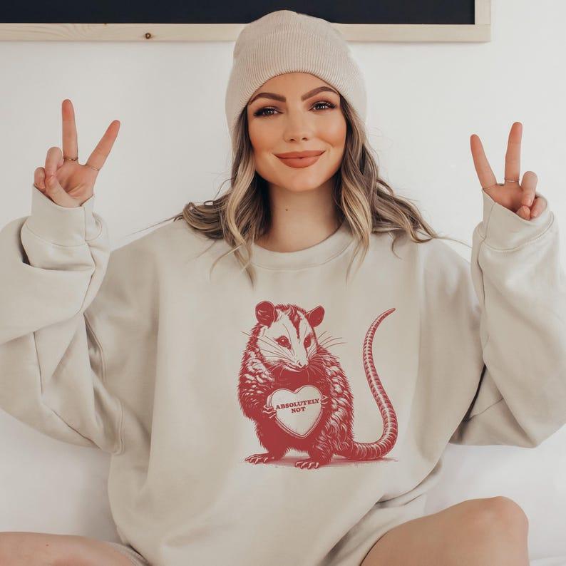 T-shirt"Absolutely Not" Possum Valentine's Sweatshirt | Funny Vintage Crewneck