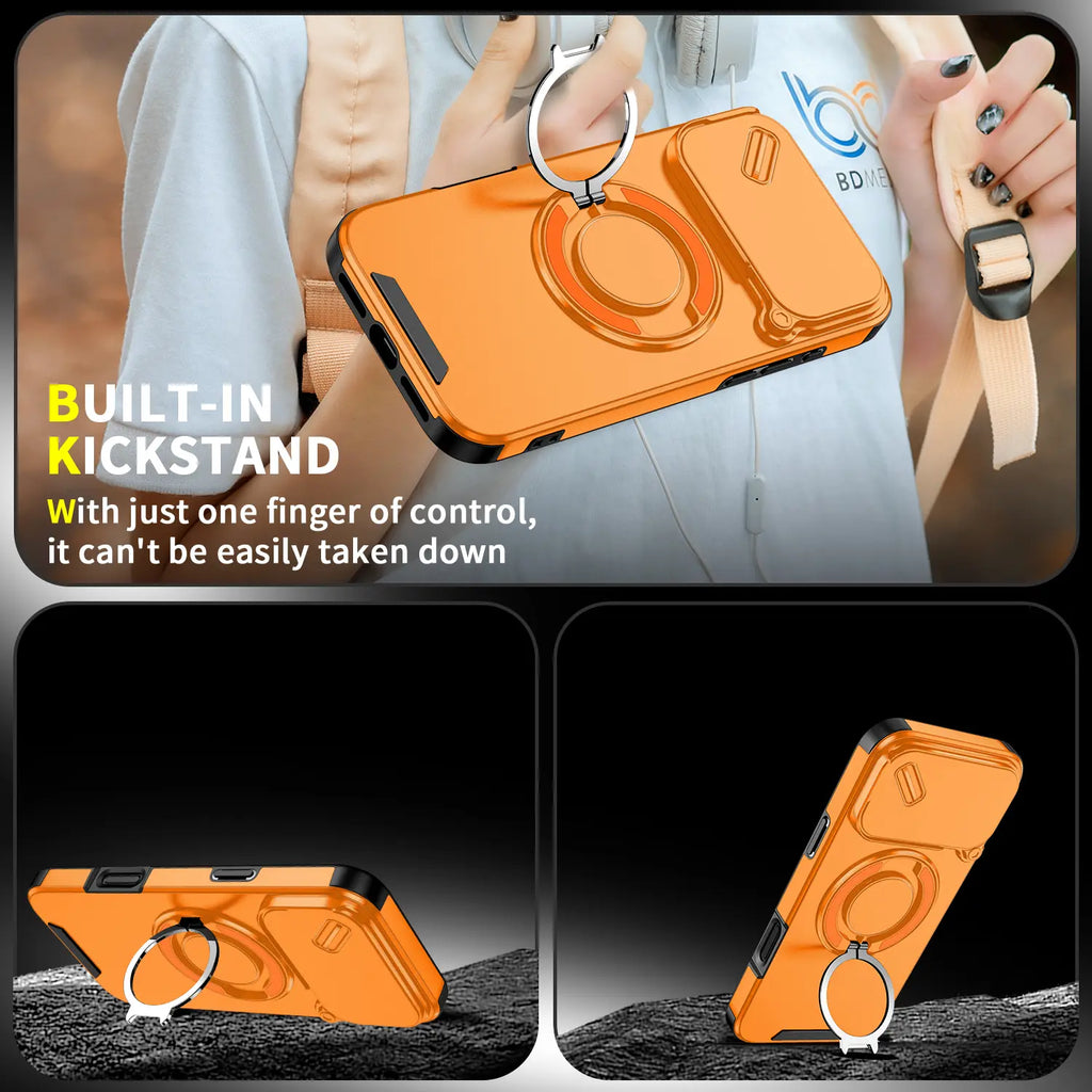 MagSafe Case with Slide Camera Cover & Ring Kickstand – Military Grade Shockproof for iPhone 17 Pro Max