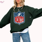Team Benito Sweatshirt – Retro Football Shield Graphic Crewneck Pullover