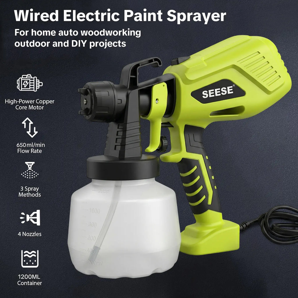 1200ml High-Capacity Paint Sprayer - Adjustable Flow, 4 Nozzles & 3 Spray Modes