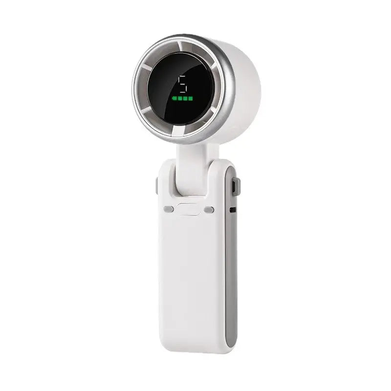 5-Speed Portable Turbo Handheld Fan: 12H Long-Life Battery for Travel & Beach