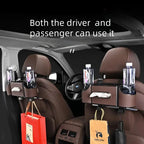 Multifunctional Car Seat Back Organizer: Storage Box with Tissue Holder, Dual Cup Holders & Bag Hooks