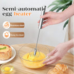 Semi-Automatic Stainless Steel Rotary Whisk – Hand-Push Food-Grade Egg Beater