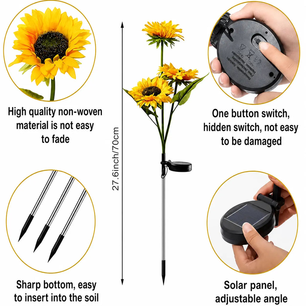 Solar Powered LED Sunflower Garden Lights (Waterproof Outdoor Decor)