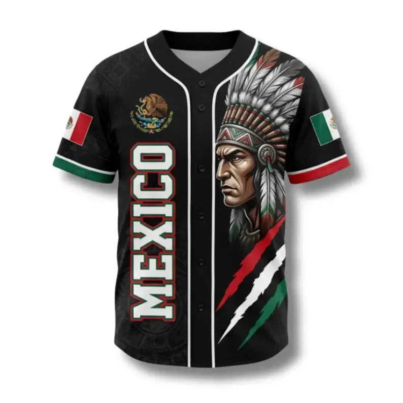 Mexico Aztec Warrior & Eagle All-Over Print Baseball Jersey