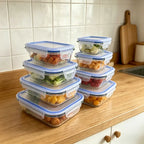 16-Piece Glass Food Storage Containers Set – Airtight Meal Prep & Kitchen Preservation Lids
