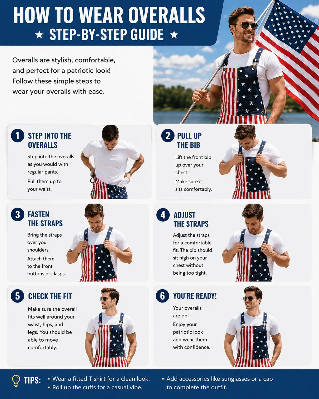 Unisex American Flag Short Overalls, 4th of July Patriotic Denim Romper, Summer Independence Day Party Outfit