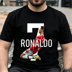 Men's 100% Cotton C Ronaldo Graphic T-Shirt – Short-Sleeve Casual Streetwear Top