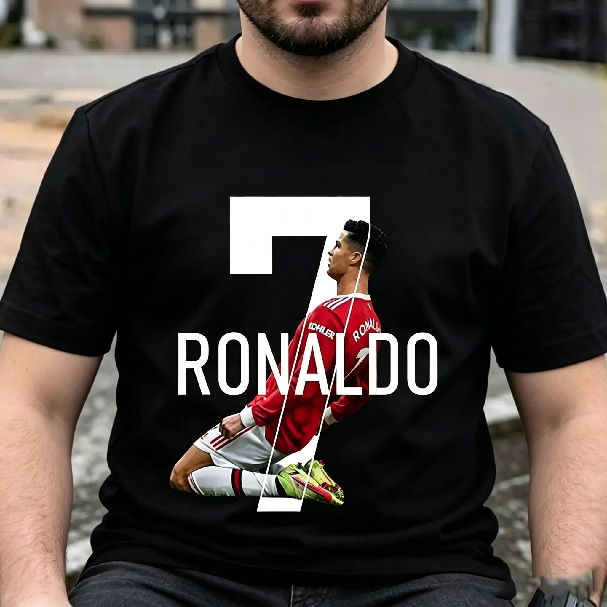 Men's 100% Cotton C Ronaldo Graphic T-Shirt – Short-Sleeve Casual Streetwear Top