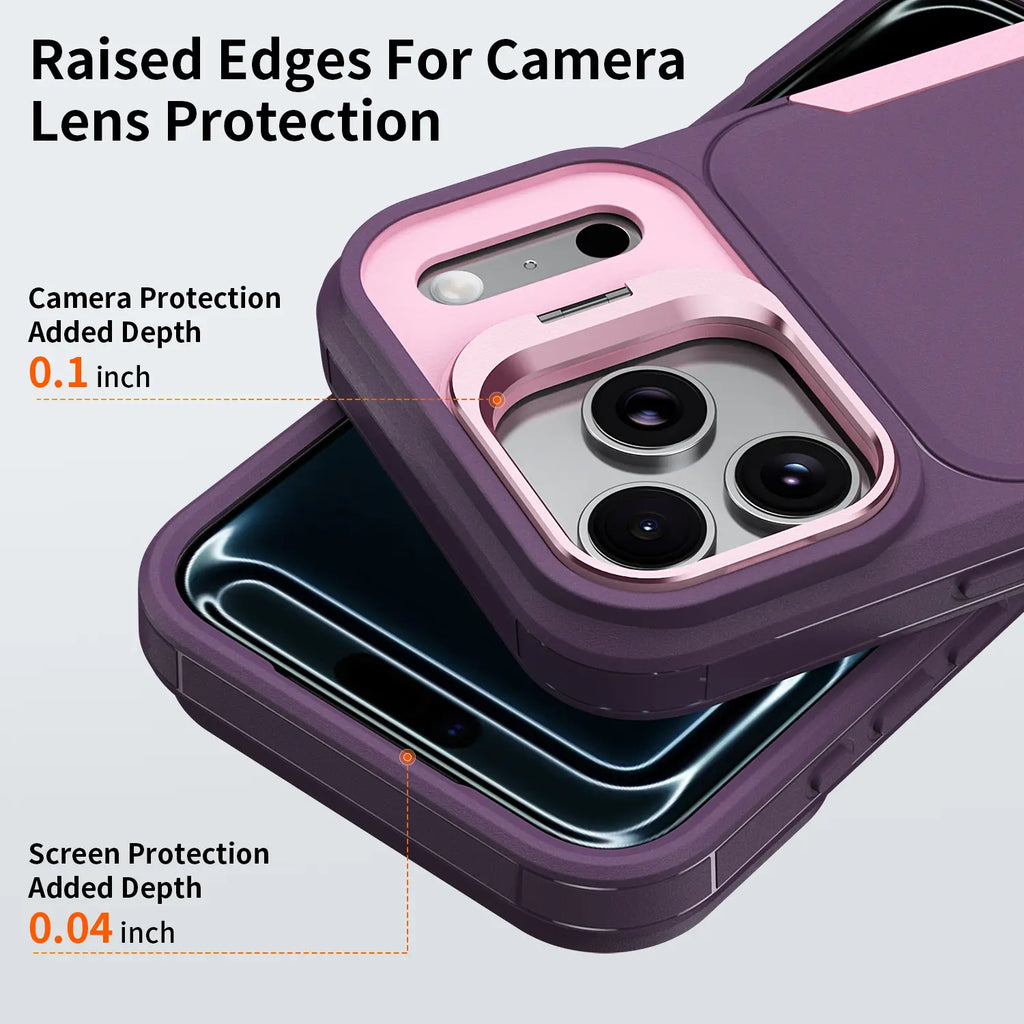 iPhone Military-Grade Heavy Duty Case with Camera Kickstand & Rugged Protection