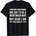 "Sexy Bald Guy" Amusing Men's Tee: Soft Cotton Black Crew Neck