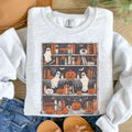 Ghost Bookcase Sweatshirt – Ash Grey Cozy Reading Graphic Pullover