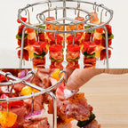 2 Counts Air Fryer Skewer Rack, Round Grill with Stainless Steel, Flat Edges