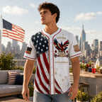 Men's USA 250th Anniversary Baseball Jersey – Vintage Patriotic 1776-2026 Eagle Button Down Shirt