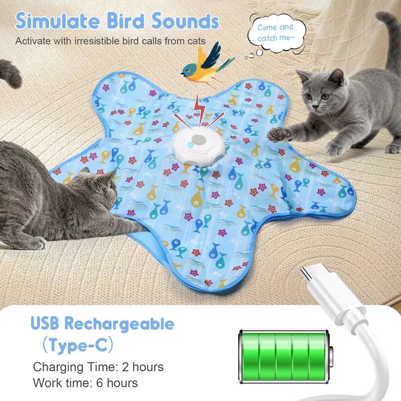 Pentagram Automatic Hide & Seek Motion Cat Toy – 360° Moving Feather Kicker