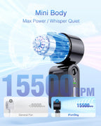 Mini Portable Handheld Turbo Fan | 4000mAh USB Rechargeable 5-Speed Strong Airflow with Adjustable Lanyard