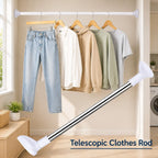 Punch-Free Adjustable Telescopic Tension Rod for Closet & Laundry Organization