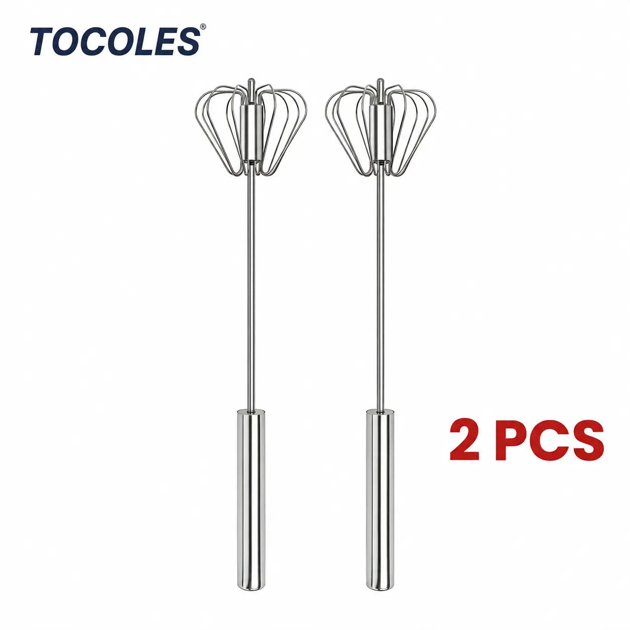 Semi-Automatic Stainless Steel Rotary Whisk – Hand-Push Food-Grade Egg Beater