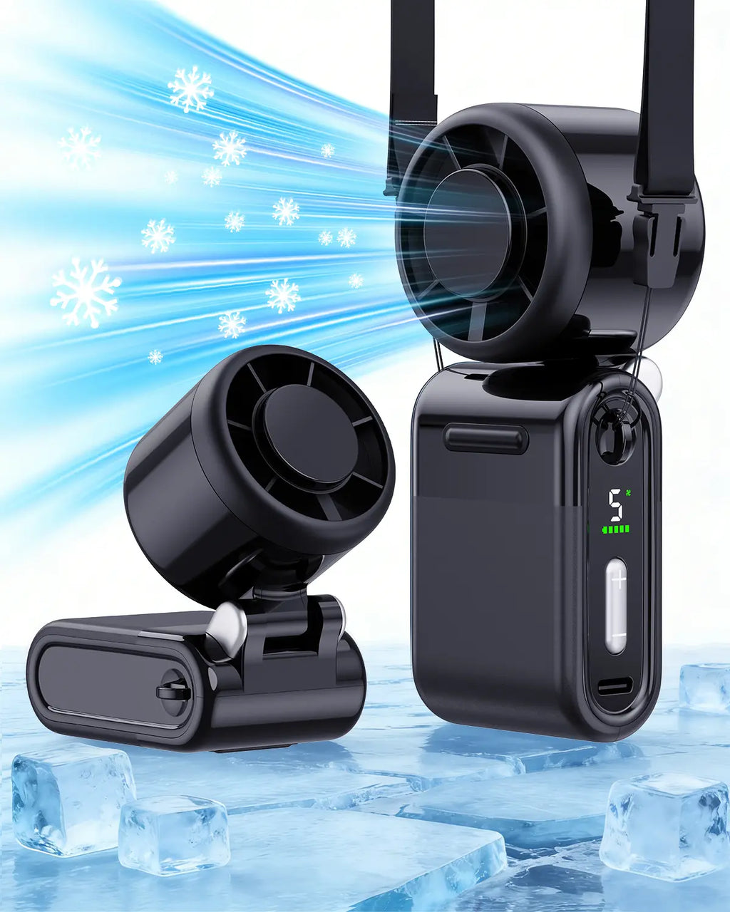Mini Portable Handheld Turbo Fan | 4000mAh USB Rechargeable 5-Speed Strong Airflow with Adjustable Lanyard