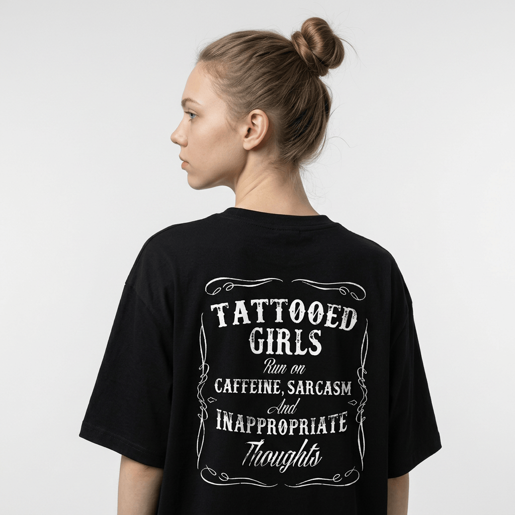 "Tattooed Sarcasm & Inappropriate Thoughts" Shirt | Edgy Graphic Tee