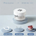 Retainer Cleaner Case Box – Travel Soak Storage Container with Mirror, Brush & Drain Tray