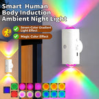 Smart Rechargeable Motion Sensor LED Night Light – RGB Ambient Wall Lamp