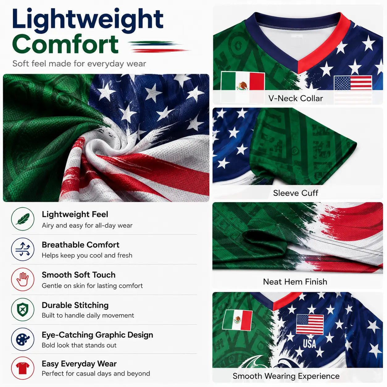 Mexico Green Tribal & US Stars Stripes Jersey – Dual Eagle Heritage Sports Shirt