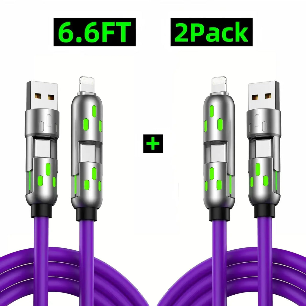 EXAVON 4-in-1 USB-C Cable (6.6FT) – PD Fast Charge & Data Sync Multi-Port Adapter