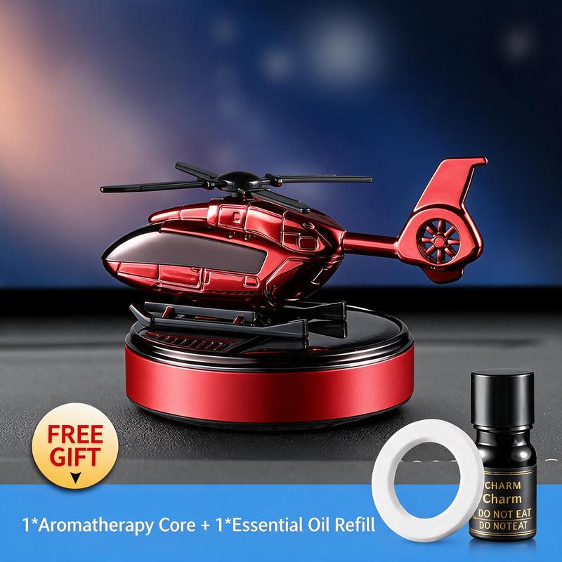 Solar-Powered Rotating Helicopter Aluminum Alloy Car Aromatherapy Diffuser