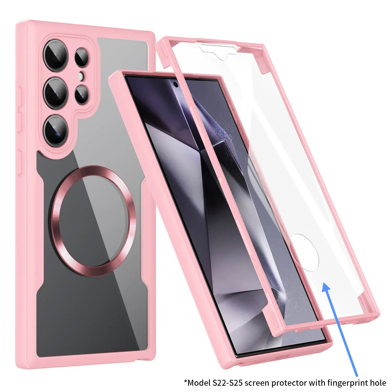 Built-in Screen Protector MagSafe Case – Transparent Rugged Silicone Bumper Cover for Samsung Galaxy S26 Ultra