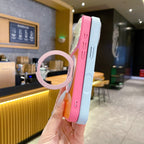 Dopamine Colorblock Glossy Magnetic Case for iPhone 17 Pro Max – 360° Rotating Ring Stand & MagSafe Cover