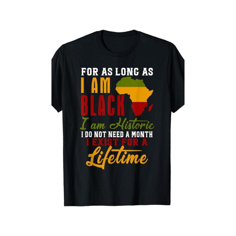Black History Month Celebrations Bold Graphic Design I Am Black History Men's Cotton T-Shirt | Short Sleeve