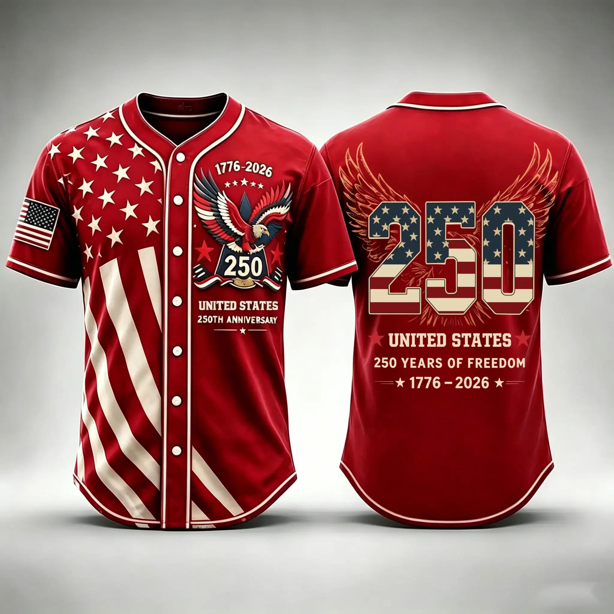 USA 250th Anniversary "1776-2026" Patriotic Baseball Jersey