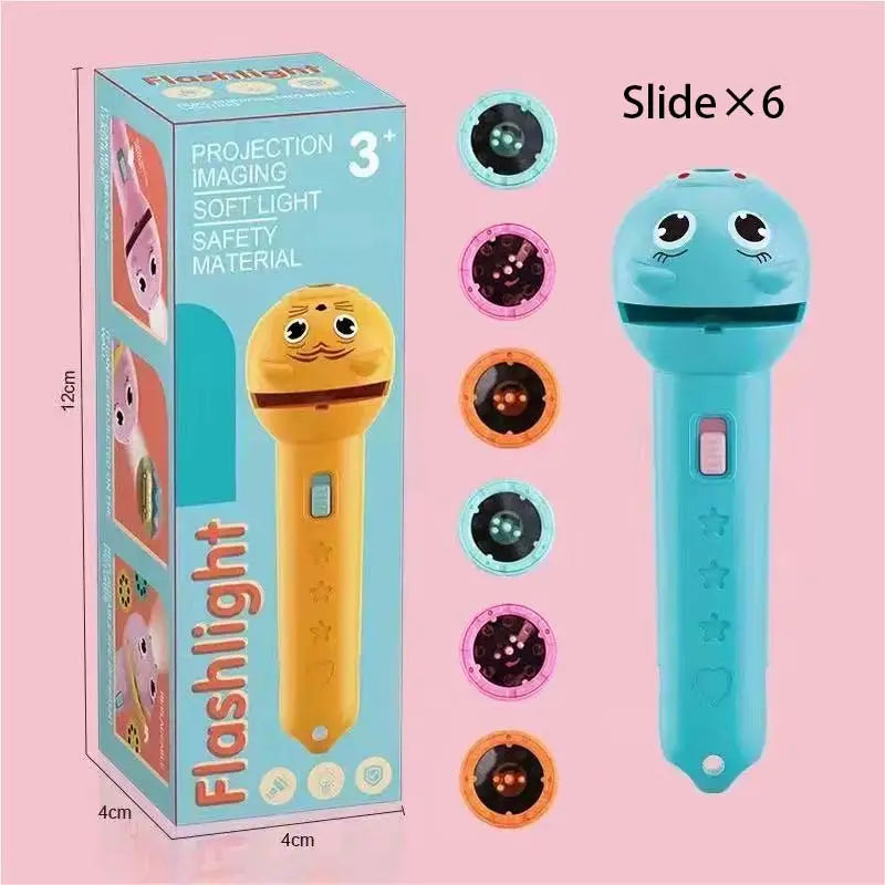 Kids Bedtime Story Projection Flashlight - 48 Pattern STEM Learning Toy with 6 Slides