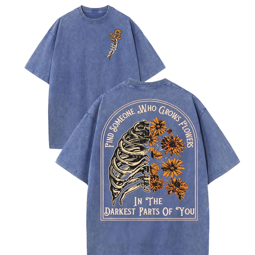 "Find Someone Who Grows Flowers" 230g Heavyweight Ribbed Streetwear Tee