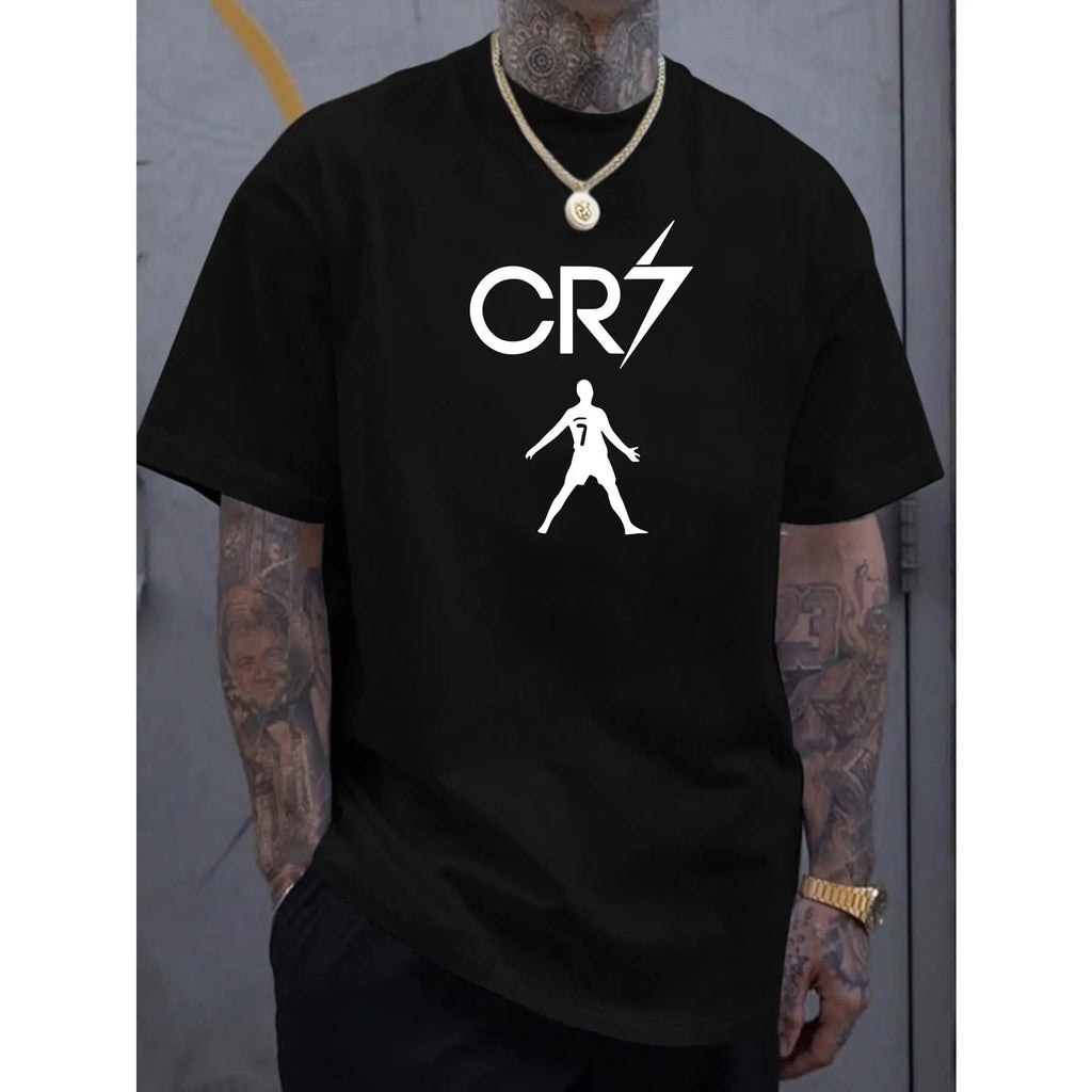Men's CR7 Print Polyester Tee – Comfy Lightweight Summer Casual Shirt