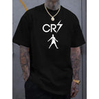 Men's CR7 Print Polyester Tee – Comfy Lightweight Summer Casual Shirt