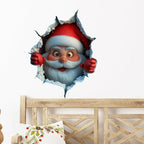 2-Piece 3D Illusion Santa Face Vinyl Stickers – Easy Peel-and-Stick Holiday Wall Decals