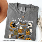 Comfort Colors Tis The Season Halloween Tee – Cute Coquette Retro Pumpkin Spooky Graphic Shirt