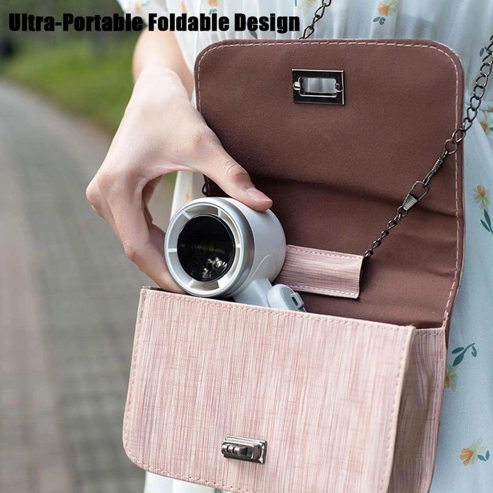 5-Speed Portable Turbo Handheld Fan: 12H Long-Life Battery for Travel & Beach