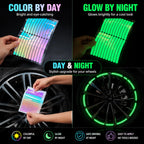 60-Piece Glow in The Dark Reflective Wheel Rim Stickers – Waterproof Universal Decals for Cars